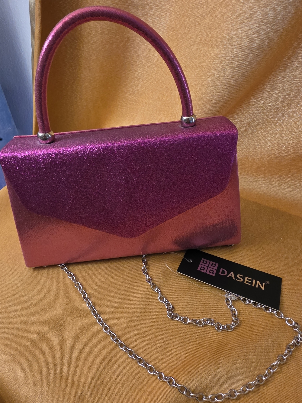 Pink Glitter Top-Handle Evening Bag